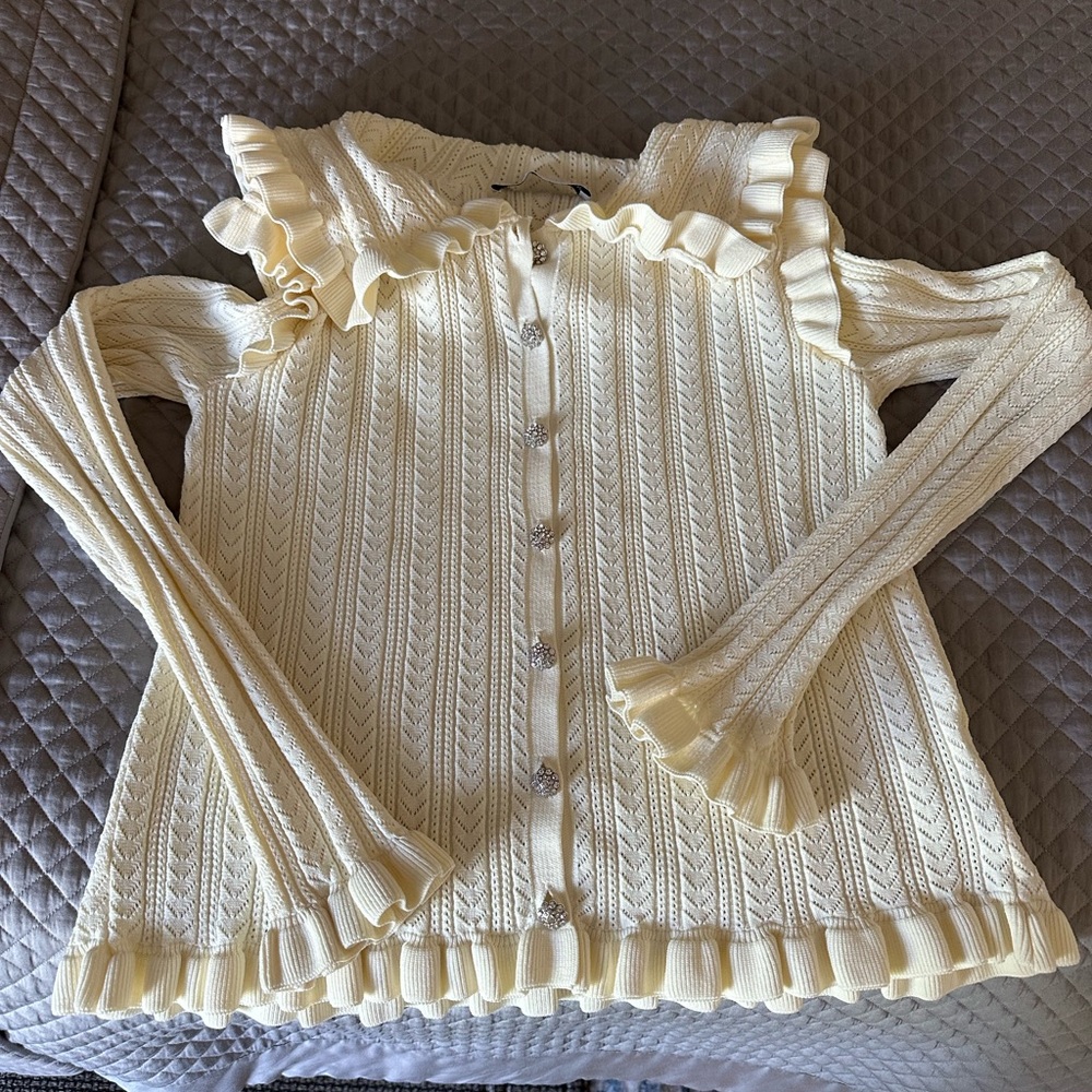 Zara Cream Cardigan with Ruffles
